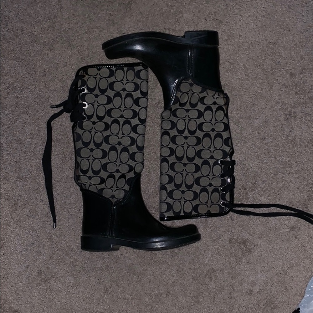 Lace up Coach rain boots